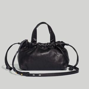 Madewell Black Leather Crossbody Bag with Drawstring